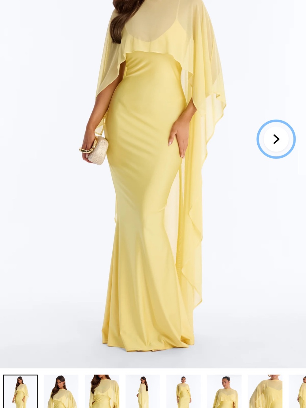 Fashion Nova Lemon-Chiffon Cape Maxi Dress